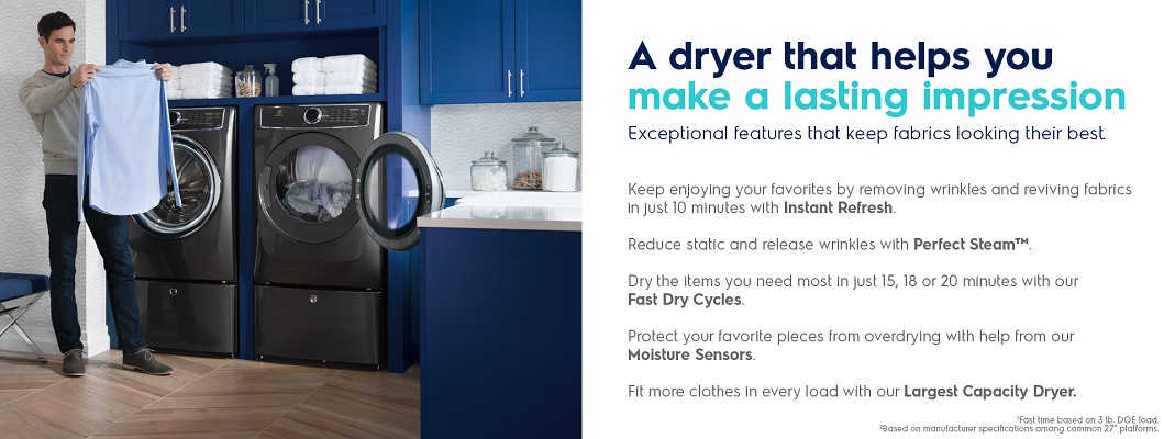 Electrolux 8.0 cu. ft. Electric Dryer with Steam in White, ENERGY STAR